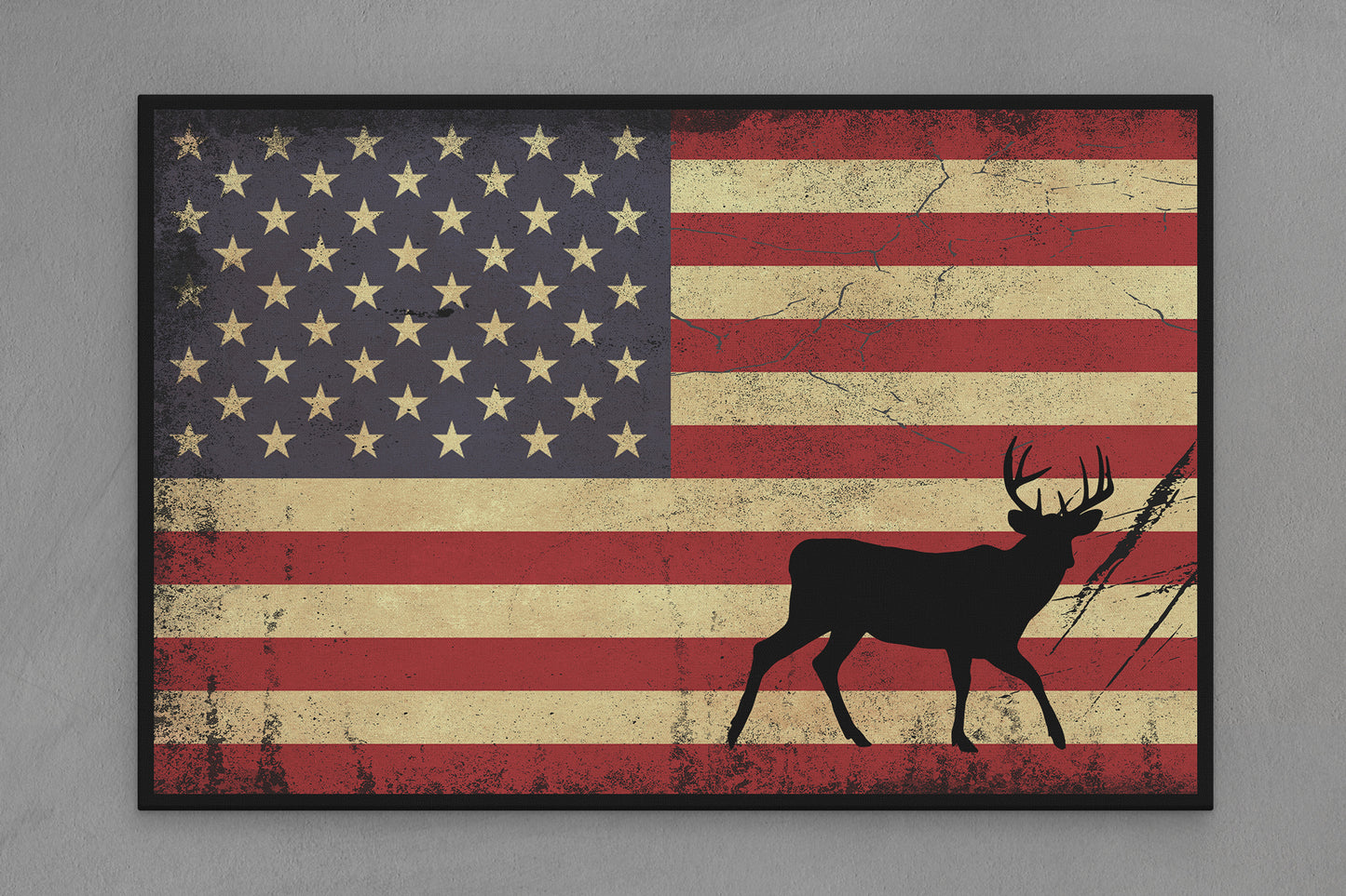 United States Canvas Flag with Deer "Walking" Image
