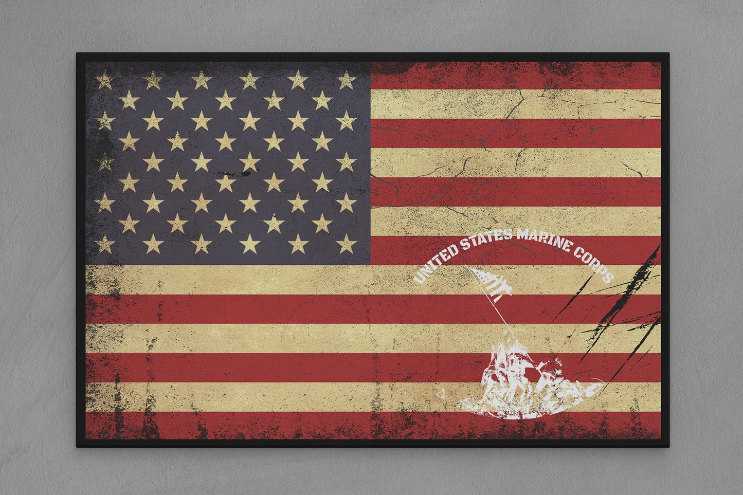United States Canvas Flag with Marines "Iwo Jima" Image