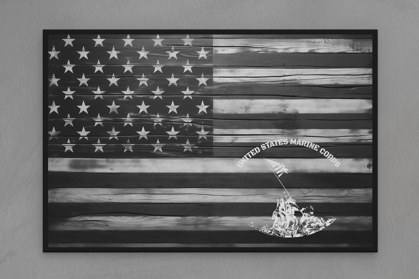 United States Canvas Flag with Marines "Iwo Jima" Image