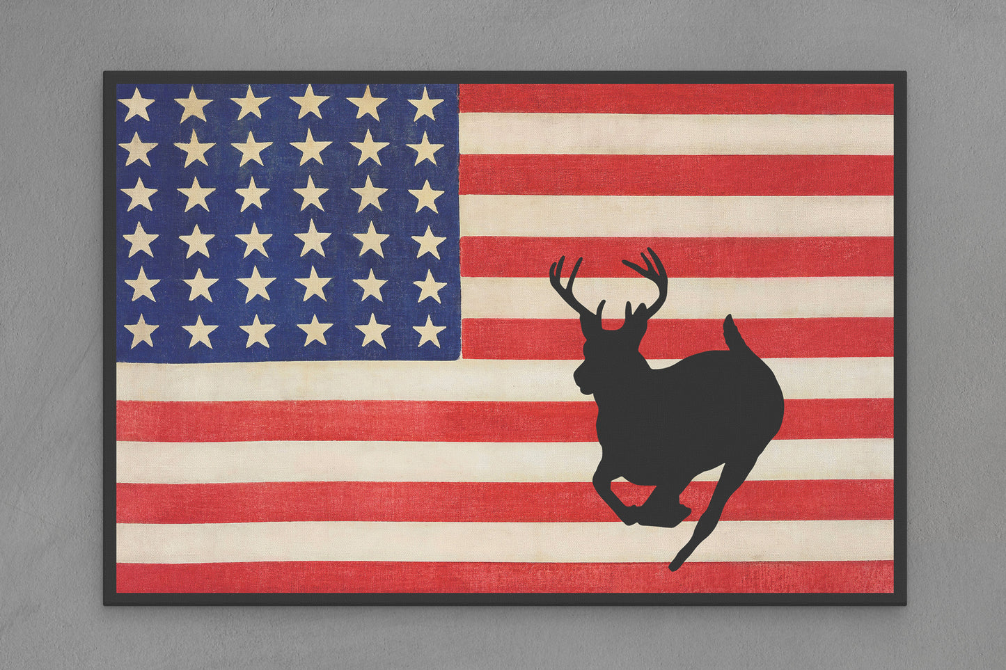 United States Canvas Flag with Deer "Running Forward" Image