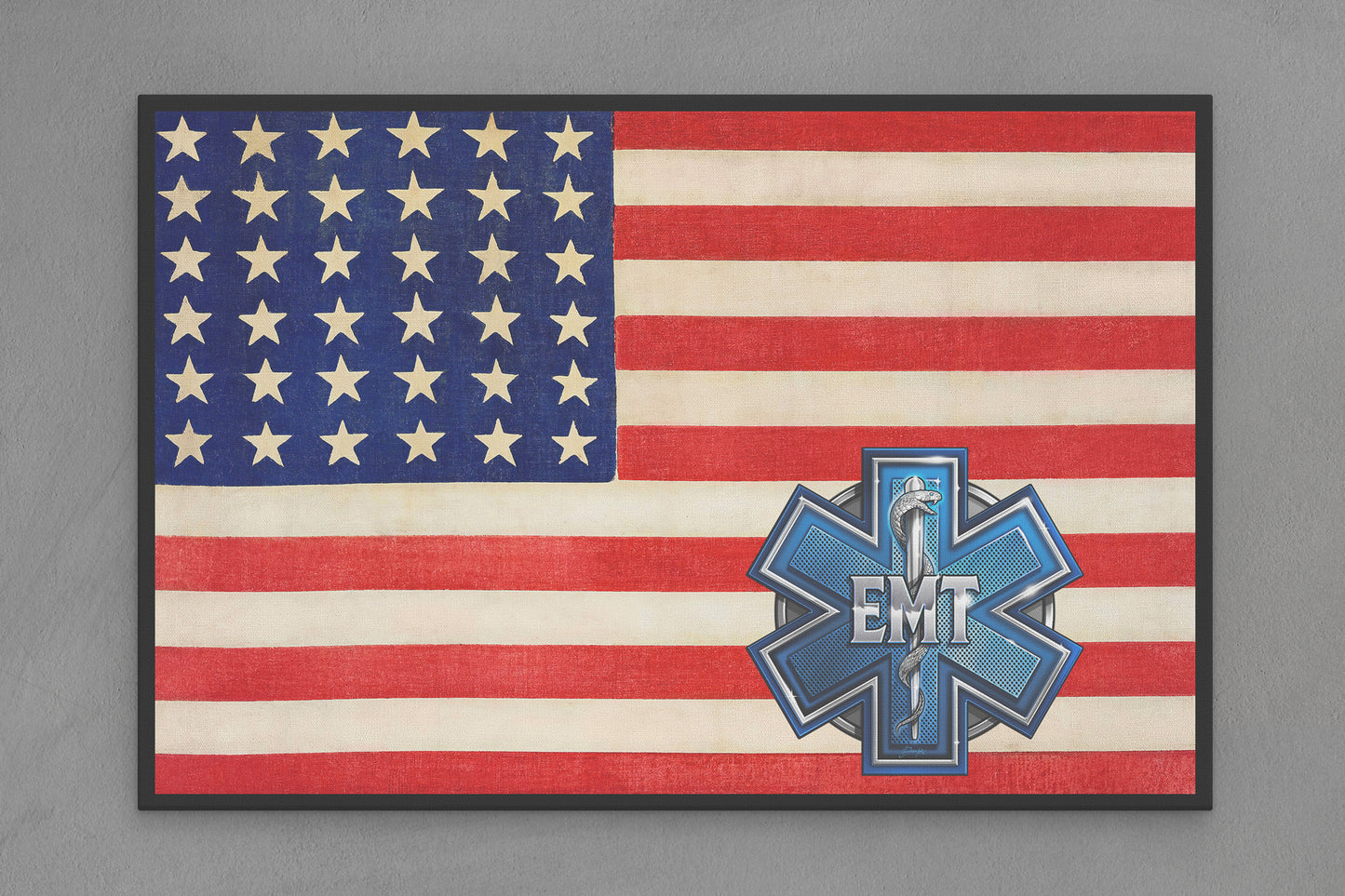 United States Canvas Flag with EMT "Seal" Image