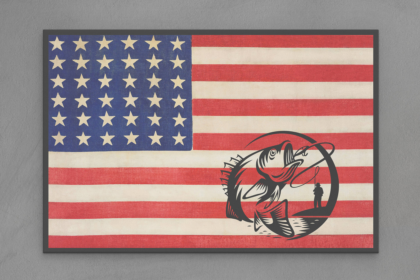 United States Canvas Flag with "Fly Fishing" Image