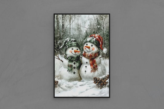Canvas Frame with "Two Snowmen" Image