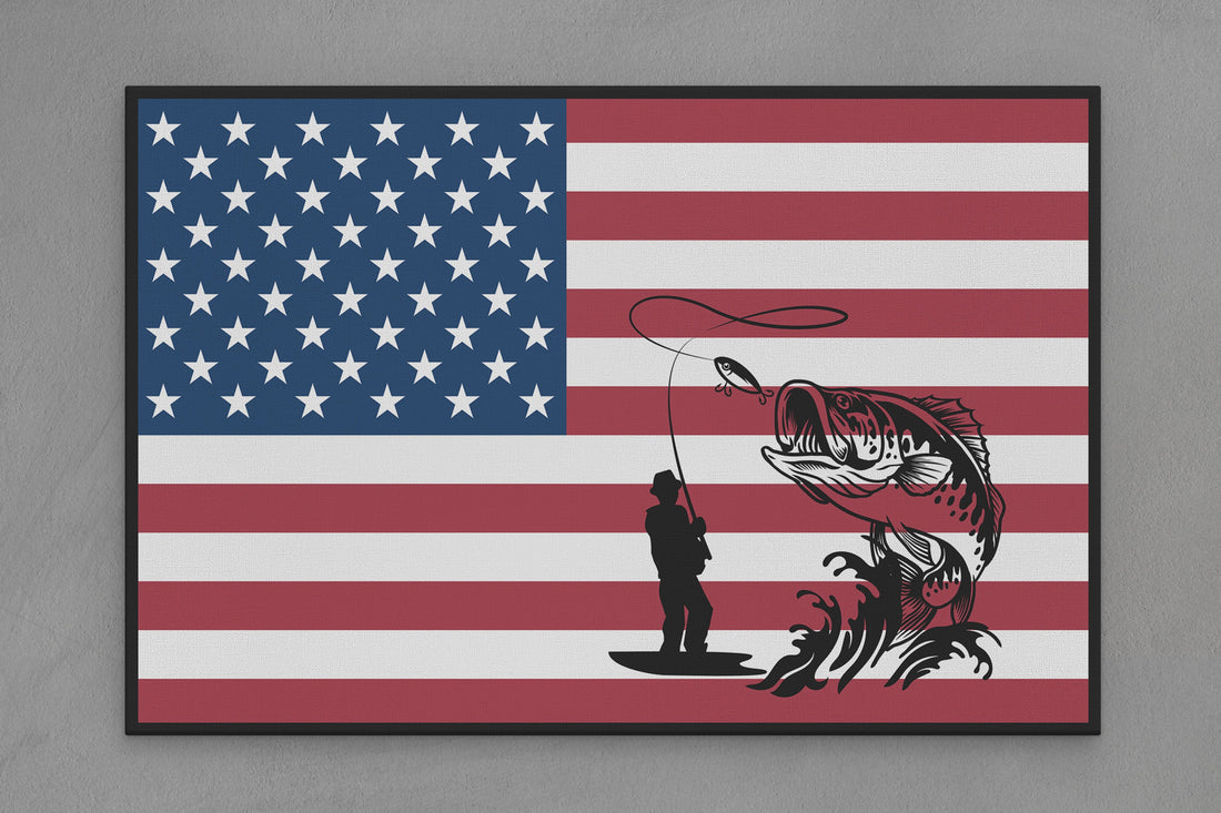 American Flag with Fish Image