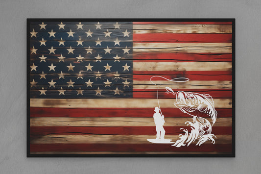 United States Canvas Flag with "Fisherman" Image