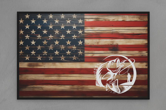 United States Canvas Flag with "Fly Fishing" Image