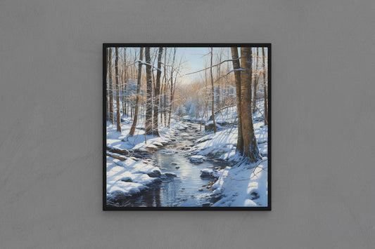 Canvas Frame with "Winter Creek Scene" Image